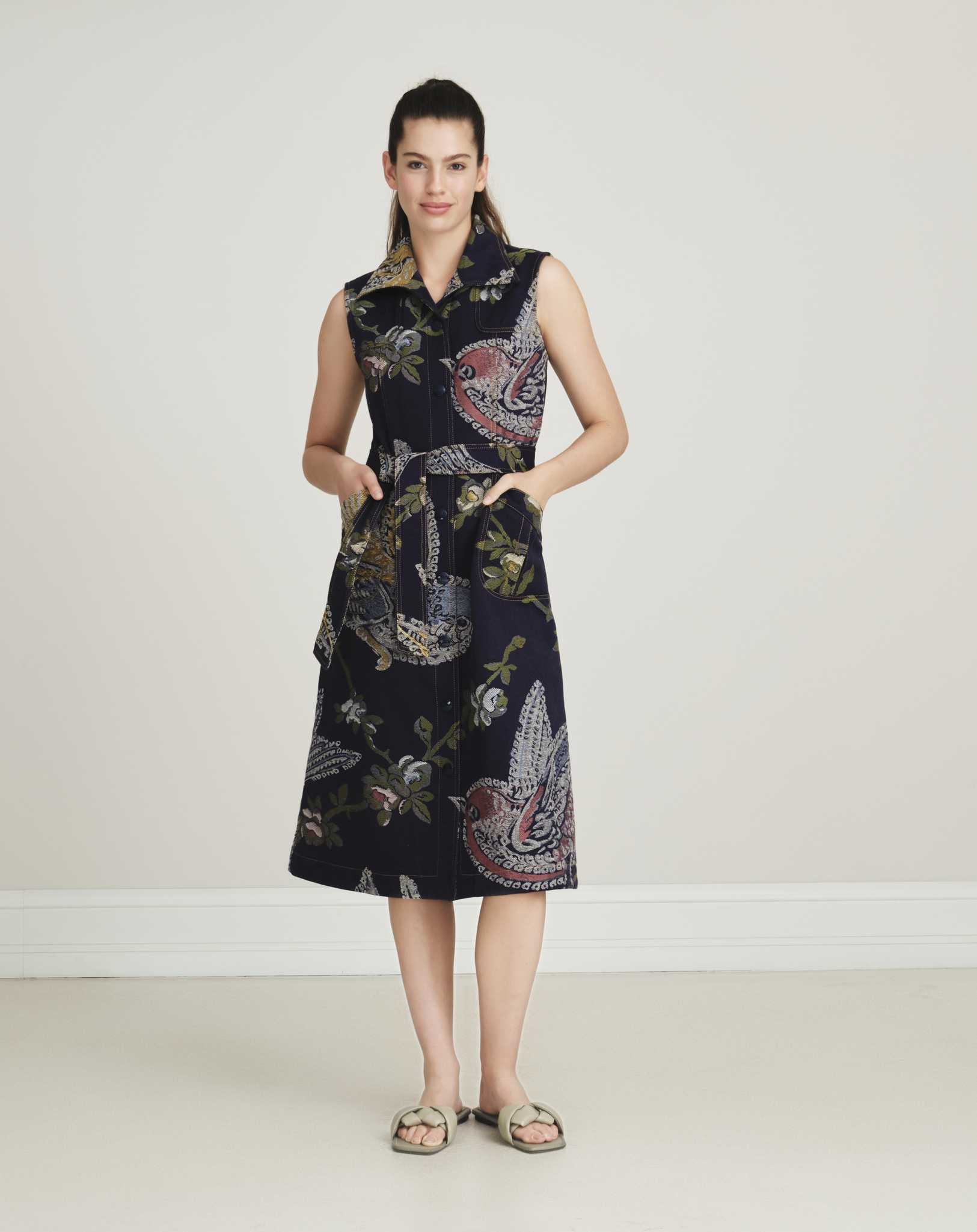 Etro - Denim Jacquard Shirt Dress With Birds IT42